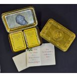 WWI Pair of Christmas Brass Tins HRH Princess Mary with one tin containing original tobacco gifts