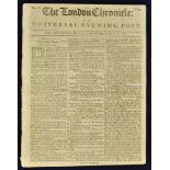 1761 The London Chronicle Newspaper or Universal Evening Post dated 12 -14 May contents include