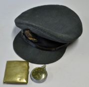 WWII RAF pilots service dress cap, cigarette case and watch belonging to Allan Francis McKinnon -