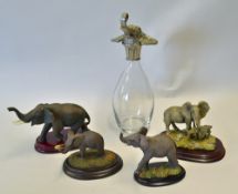 Glass Decanter with Elephant Stopper stamped MIKA, measures 32cm approx. together with a selection