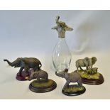 Glass Decanter with Elephant Stopper stamped MIKA, measures 32cm approx. together with a selection