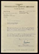 KLV [kinderland verschickung] permission to collect Children letter 1943 Mrs Imhoff is granted