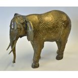 Brass African Elephant a large statue of an African elephant in brass, measures 25 x 35cm approx.