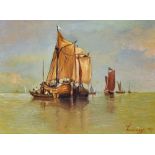 Moroney, Ken (b.1949) Original Painting Sailing Barges oil on board, signed and dated 1975, unframed