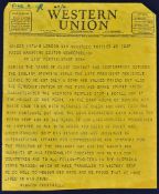 Sir Winston Churchill (1874-1965) Original Telegram issued on Western Union and dated April 1945