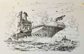 David Hawker Prints - HMS Invincible and HMS Hermes - both framed 58 x48cm approx. (2)