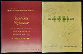 Autographed 1950 Royal Film Performance Programme at Empire Theatre Cardiff signed to the back to