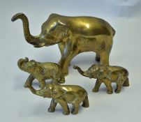 4x Small Brass Elephants varying sizes