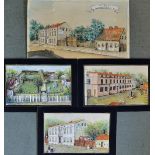 4x Late 19th Century Watercolours depicting various buildings with 'R. Guelstorff' noted, varying