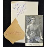 Autograph Randolph Turpin Boxing Middleweight Champion of the World on three various pieces, firstly