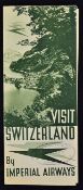 1933 Visit Switzerland by Imperial Airways Pamphlet with two photographs of their aircraft and 7