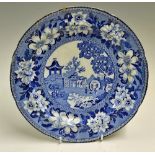 C.1820s John & George Rogers Blue and White 'Elephant' Plate with keeper at Shanghai Zoo design,