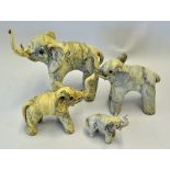 Nice Set of 4x Elephant Ornaments with marble effect, 'made in the Philippines' to the bottom,