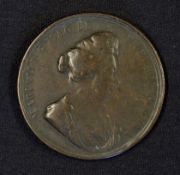 1694 Death of Queen Mary Medallion the obverse Portrait of Queen Mary and text. Reverse Text in