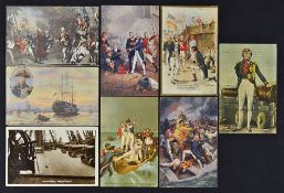 Lord Nelson Naval Related Postcards including 'Battle of St. Vincent', 'Conflict with a Spanish