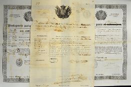 19th Century Spanish Passports - for travel to America, overseas and the Canary Islands, typed and