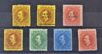 Sarawak - Collection of Seven Unissued Rajah Sir Charles Brookes Stamps c.1870-80s all featuring
