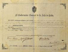 Cuba - Scarce 1879 Doctor's Diploma 'Cirugano' [Surgeon] at the University of Havana, with