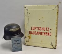WWII Luftchutz/Air Raid Warden 'gladiator' helmet together with dienstbuch (military service