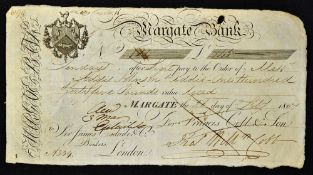 Margate Bank 1807 Bill of Exchange (Kent) Bill of Exchange for £145 from Francis Cobb and Son of