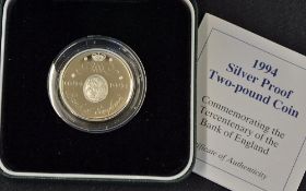 1994 Silver Proof £2 Coin Commemorating the Tercentenary of the Bank of England Royal Mint appears