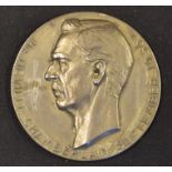 Neville Chamberlain 1938 Plated Medal 'Peace in Our Time' by V. Demanet for Fisch, bust left Neville