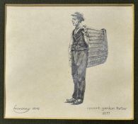 Moroney, Ken (b.1949) Original Drawing Covent Garden Porter 1877 signed and dated 1976, framed