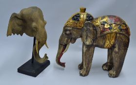 Wooden Elephant Head on Stand depicting a nicely carved African Elephant, according to the vendor