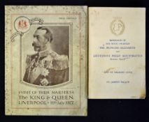 1927 Visit of Their Majesties The King & Queen to Liverpool Programme dated 19th July, together with