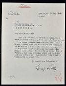 1941 Letter by F. Todt to the President of Slovakia concerning the construction of motorways dated