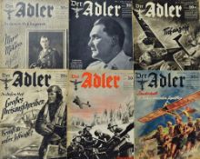 WWII 'Der Adler' Magazines 10x issues of the German Air Force Magazine 'The Eagle', mainly