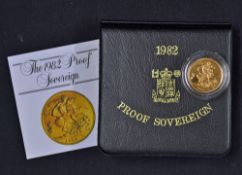 1982 Gold Proof Sovereign Coin Royal Mint appears in good condition, complete with original