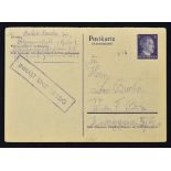 Ghetto Litzmannstadt Postcard dated 12 Dec 1941 stamped 'Contents Unacceptable', writing in pencil