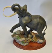 Franklin Mint 'Ruler of the African Plains' Hand Painted Porcelain Sculpture 1989 an official