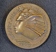 1933 Art Deco Bronze Medallion 'Crociera Aerea Del Decennale' by R. Morbiducci, with 'Romana-Chicago