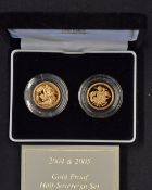 2004-2005 Gold Proof Half-Sovereign Two Coin Set Royal Mint, appears in good condition, complete