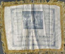 1943 Souvenir of Tripoli Silk a most beautiful thick silk with illustration of street scene in Tunis