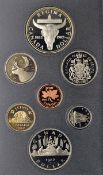 1982 Royal Canadian Mint Proof Coin Set contains two dollar coins, 50 cents, 25 cents, 10 cents, 5