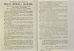 Royal Burgh of Selkirk Poster c.1820 black letterpress 2 page Poster thus printed on one side