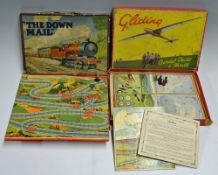 Rare pre-war boxed children's games selection including Gliding game made by Spear Games featuring