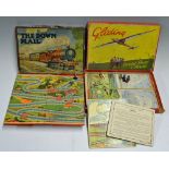 Rare pre-war boxed children's games selection including Gliding game made by Spear Games featuring