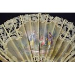 Very beautiful Victorian folding fan in an attractive 18th Century style circa 1850 -70s with