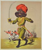 India- Punjab lithograph of a Savage Sikh during the Indian Mutiny a colour lithograph of a Sikh