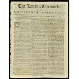 1759 The London Chronicle Newspaper dated 27 Feb-01 Mar contents include article History of Scotland