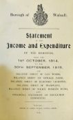 Borough of Walsall Statement of the Income and Expenditure 1913-1915 includes two books 1913-1914