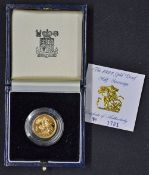 1991 Gold Proof Half-Sovereign Coin Royal Mint appears in good condition, complete with original