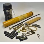 WWII RAF Items: including assorted button, shoulder bagdes etc. in cigar case, swagger stick,