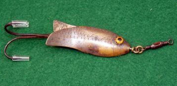 LURE: Rare Gregory Clipper bait 2 1/8" body, Gregory stamped to one tail fin, twin glass eyes in