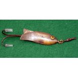 LURE: Rare Gregory Clipper bait 2 1/8" body, Gregory stamped to one tail fin, twin glass eyes in