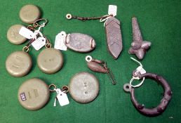 LEAD COLLECTION: Good collection of 10 vintage lead weights incl. Hardy Watch Case leads, 1.5" to 2"